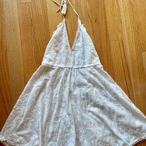 Zara Lace Floral Jacquard Embroidered Halter Dress